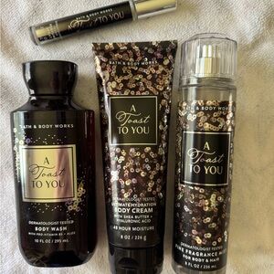 Bath & Body Works A Toast To You Body Wash, Cream & Mist & Perfume.